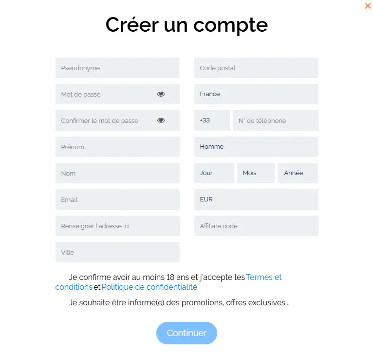 Proceso de registro WOLFBET CASINO